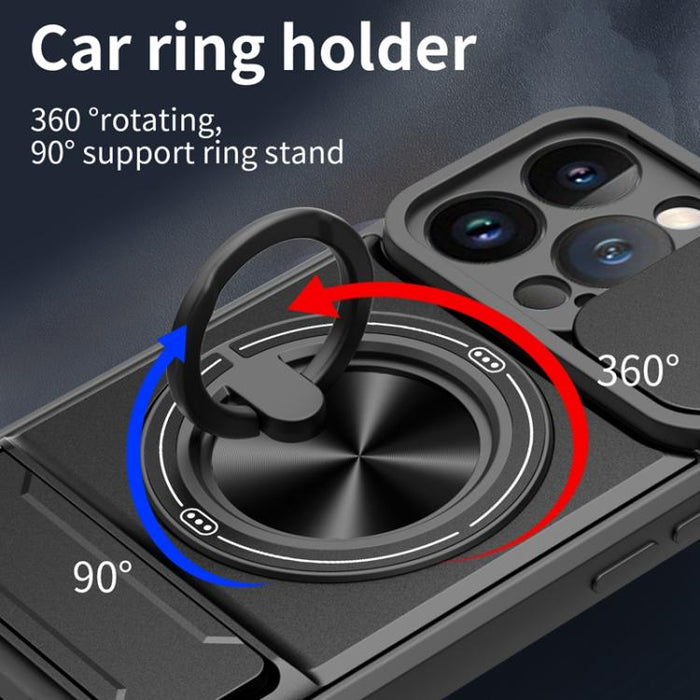 Funda para teléfono multifuncional magnética a prueba de golpes con ventana deslizante para lente, For iPhone 12, For iPhone 12 Pro Max, For iPhone 12 Pro, For iPhone 11 Pro Max, For iPhone 11, For iPhone XS Max