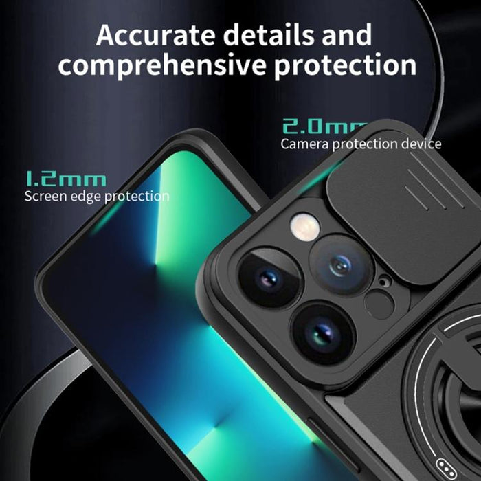 Funda para teléfono multifuncional magnética a prueba de golpes con ventana deslizante para lente, For iPhone 12, For iPhone 12 Pro Max, For iPhone 12 Pro, For iPhone 11 Pro Max, For iPhone 11, For iPhone XS Max