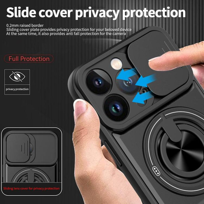 Funda para teléfono multifuncional magnética a prueba de golpes con ventana deslizante para lente, For iPhone 12, For iPhone 12 Pro Max, For iPhone 12 Pro, For iPhone 11 Pro Max, For iPhone 11, For iPhone XS Max
