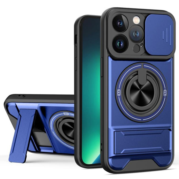 Funda para teléfono multifuncional magnética a prueba de golpes con ventana deslizante para lente, For iPhone 12, For iPhone 12 Pro Max, For iPhone 12 Pro, For iPhone 11 Pro Max, For iPhone 11, For iPhone XS Max