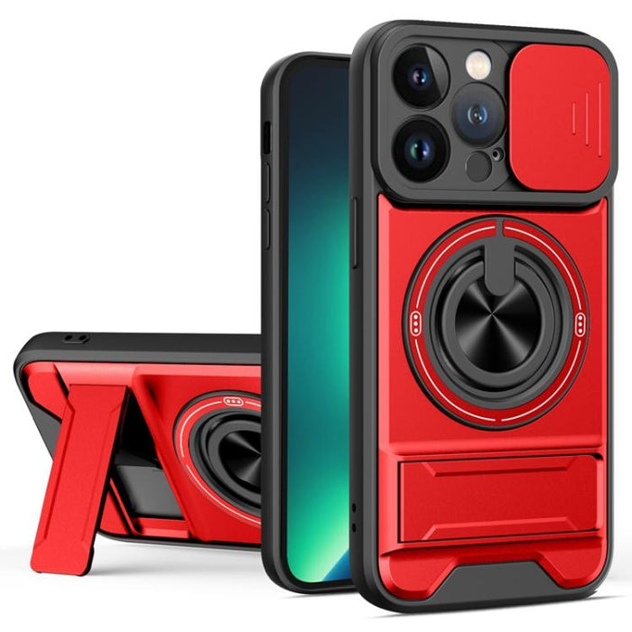 Funda para teléfono multifuncional magnética a prueba de golpes con ventana deslizante para lente, For iPhone 12, For iPhone 12 Pro Max, For iPhone 12 Pro, For iPhone 11 Pro Max, For iPhone 11, For iPhone XS Max