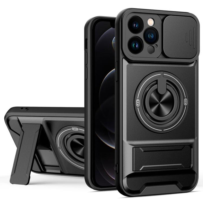 Funda para teléfono multifuncional magnética a prueba de golpes con ventana deslizante para lente, For iPhone 12, For iPhone 12 Pro Max, For iPhone 12 Pro, For iPhone 11 Pro Max, For iPhone 11, For iPhone XS Max