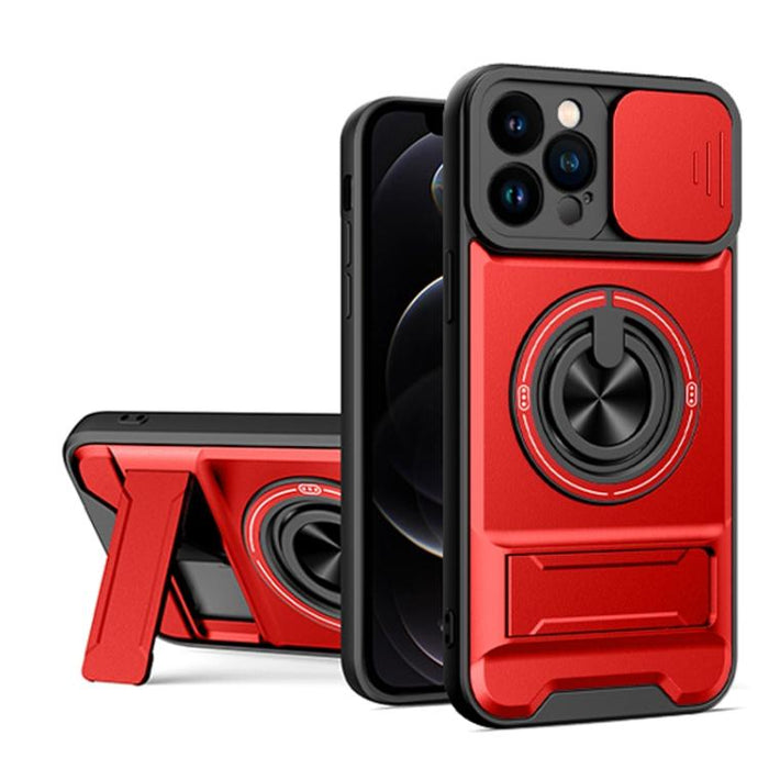 Funda para teléfono multifuncional magnética a prueba de golpes con ventana deslizante para lente, For iPhone 12, For iPhone 12 Pro Max, For iPhone 12 Pro, For iPhone 11 Pro Max, For iPhone 11, For iPhone XS Max