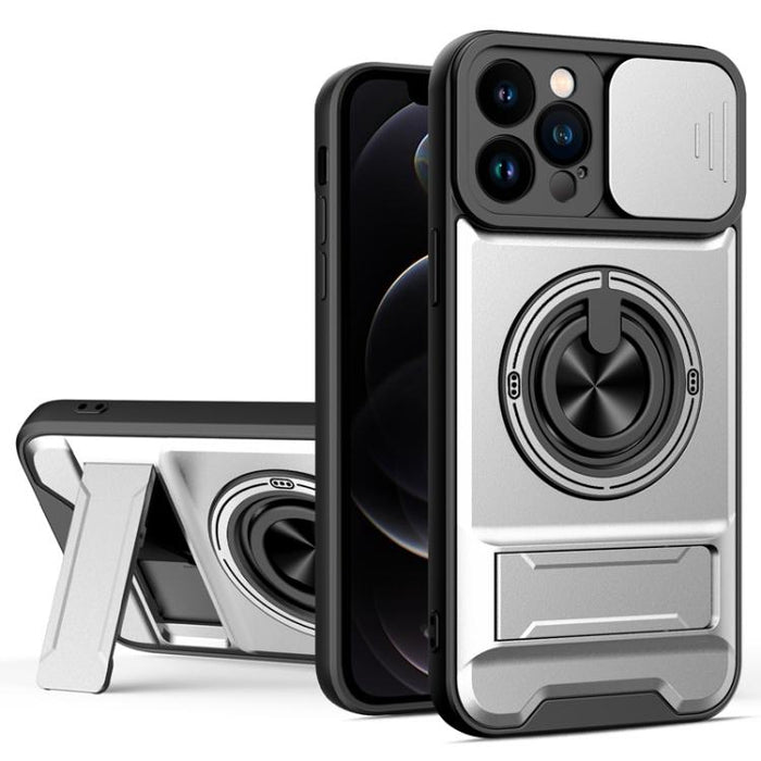 Funda para teléfono multifuncional magnética a prueba de golpes con ventana deslizante para lente, For iPhone 12, For iPhone 12 Pro Max, For iPhone 12 Pro, For iPhone 11 Pro Max, For iPhone 11, For iPhone XS Max