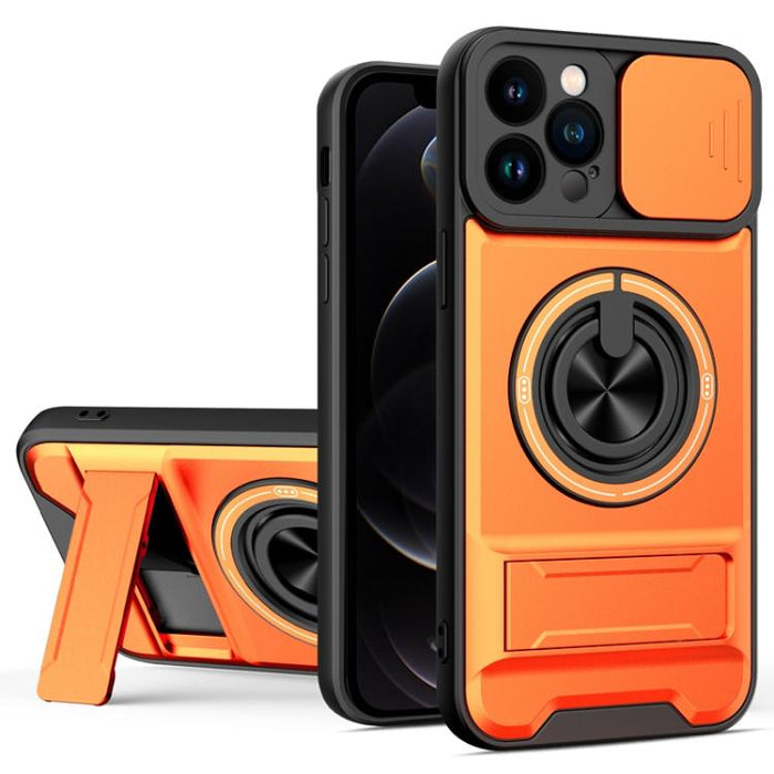 Funda para teléfono multifuncional magnética a prueba de golpes con ventana deslizante para lente, For iPhone 12, For iPhone 12 Pro Max, For iPhone 12 Pro, For iPhone 11 Pro Max, For iPhone 11, For iPhone XS Max
