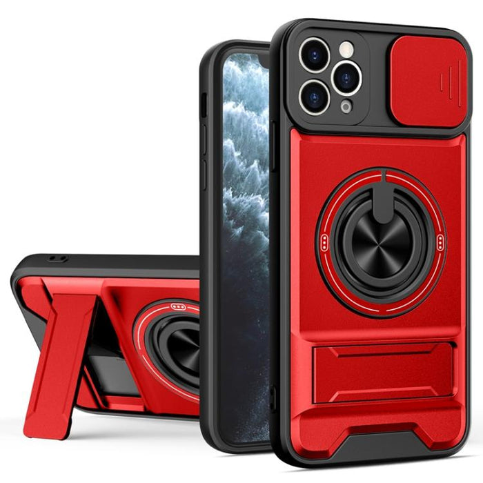 Funda para teléfono multifuncional magnética a prueba de golpes con ventana deslizante para lente, For iPhone 12, For iPhone 12 Pro Max, For iPhone 12 Pro, For iPhone 11 Pro Max, For iPhone 11, For iPhone XS Max