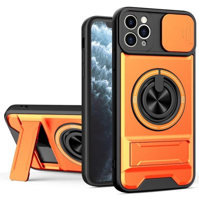 Funda para teléfono multifuncional magnética a prueba de golpes con ventana deslizante para lente, For iPhone 12, For iPhone 12 Pro Max, For iPhone 12 Pro, For iPhone 11 Pro Max, For iPhone 11, For iPhone XS Max