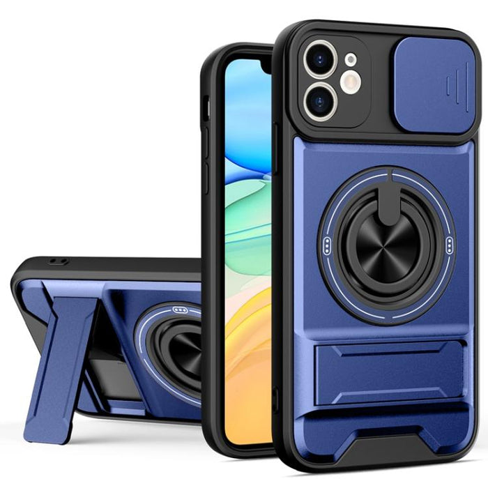Funda para teléfono multifuncional magnética a prueba de golpes con ventana deslizante para lente, For iPhone 12, For iPhone 12 Pro Max, For iPhone 12 Pro, For iPhone 11 Pro Max, For iPhone 11, For iPhone XS Max