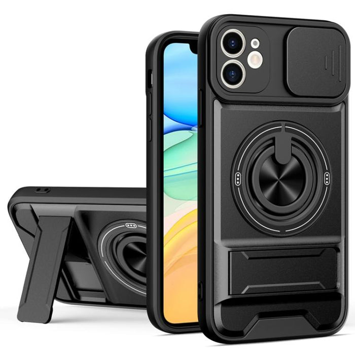 Funda para teléfono multifuncional magnética a prueba de golpes con ventana deslizante para lente, For iPhone 12, For iPhone 12 Pro Max, For iPhone 12 Pro, For iPhone 11 Pro Max, For iPhone 11, For iPhone XS Max