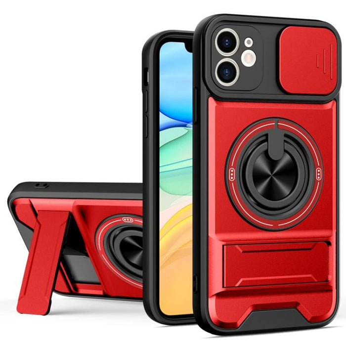 Funda para teléfono multifuncional magnética a prueba de golpes con ventana deslizante para lente, For iPhone 12, For iPhone 12 Pro Max, For iPhone 12 Pro, For iPhone 11 Pro Max, For iPhone 11, For iPhone XS Max