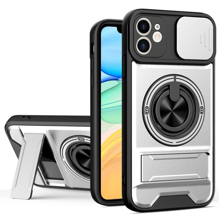 Funda para teléfono multifuncional magnética a prueba de golpes con ventana deslizante para lente, For iPhone 12, For iPhone 12 Pro Max, For iPhone 12 Pro, For iPhone 11 Pro Max, For iPhone 11, For iPhone XS Max