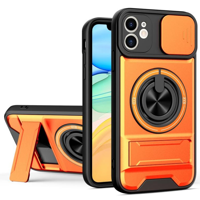 Funda para teléfono multifuncional magnética a prueba de golpes con ventana deslizante para lente, For iPhone 12, For iPhone 12 Pro Max, For iPhone 12 Pro, For iPhone 11 Pro Max, For iPhone 11, For iPhone XS Max