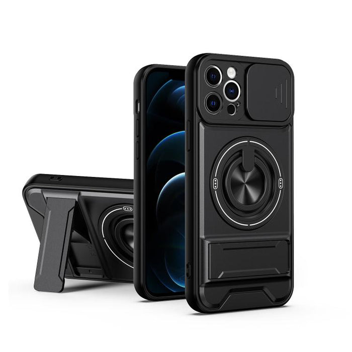Funda para teléfono multifuncional magnética a prueba de golpes con ventana deslizante para lente, For iPhone 12, For iPhone 12 Pro Max, For iPhone 12 Pro, For iPhone 11 Pro Max, For iPhone 11, For iPhone XS Max