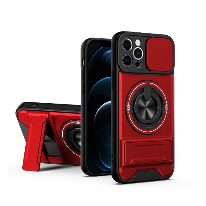 Funda para teléfono multifuncional magnética a prueba de golpes con ventana deslizante para lente, For iPhone 12, For iPhone 12 Pro Max, For iPhone 12 Pro, For iPhone 11 Pro Max, For iPhone 11, For iPhone XS Max