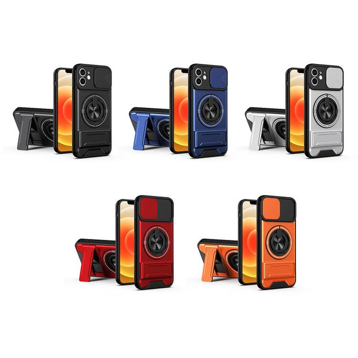 Funda para teléfono multifuncional magnética a prueba de golpes con ventana deslizante para lente, For iPhone 12, For iPhone 12 Pro Max, For iPhone 12 Pro, For iPhone 11 Pro Max, For iPhone 11, For iPhone XS Max
