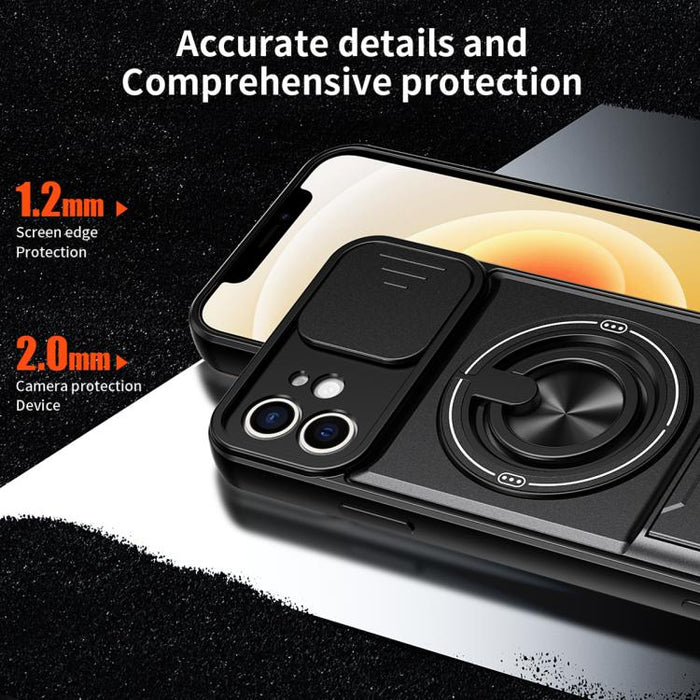 Funda para teléfono multifuncional magnética a prueba de golpes con ventana deslizante para lente, For iPhone 12, For iPhone 12 Pro Max, For iPhone 12 Pro, For iPhone 11 Pro Max, For iPhone 11, For iPhone XS Max