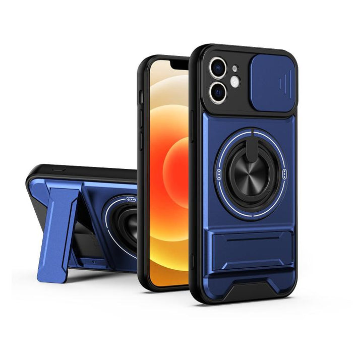 Funda para teléfono multifuncional magnética a prueba de golpes con ventana deslizante para lente, For iPhone 12, For iPhone 12 Pro Max, For iPhone 12 Pro, For iPhone 11 Pro Max, For iPhone 11, For iPhone XS Max