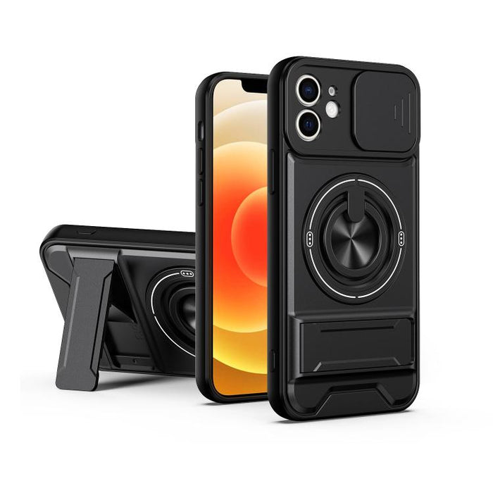 Funda para teléfono multifuncional magnética a prueba de golpes con ventana deslizante para lente, For iPhone 12, For iPhone 12 Pro Max, For iPhone 12 Pro, For iPhone 11 Pro Max, For iPhone 11, For iPhone XS Max