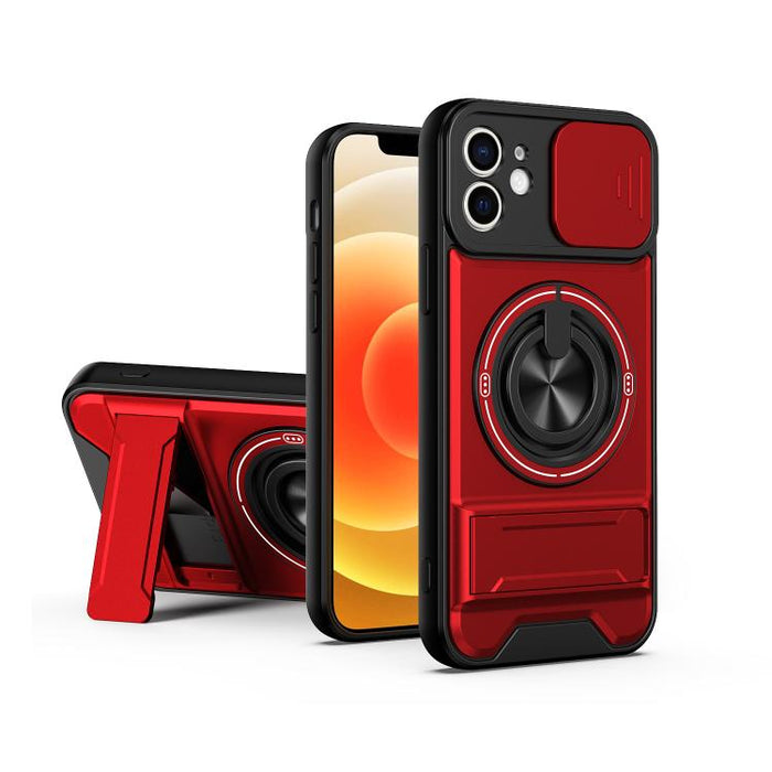 Funda para teléfono multifuncional magnética a prueba de golpes con ventana deslizante para lente, For iPhone 12, For iPhone 12 Pro Max, For iPhone 12 Pro, For iPhone 11 Pro Max, For iPhone 11, For iPhone XS Max