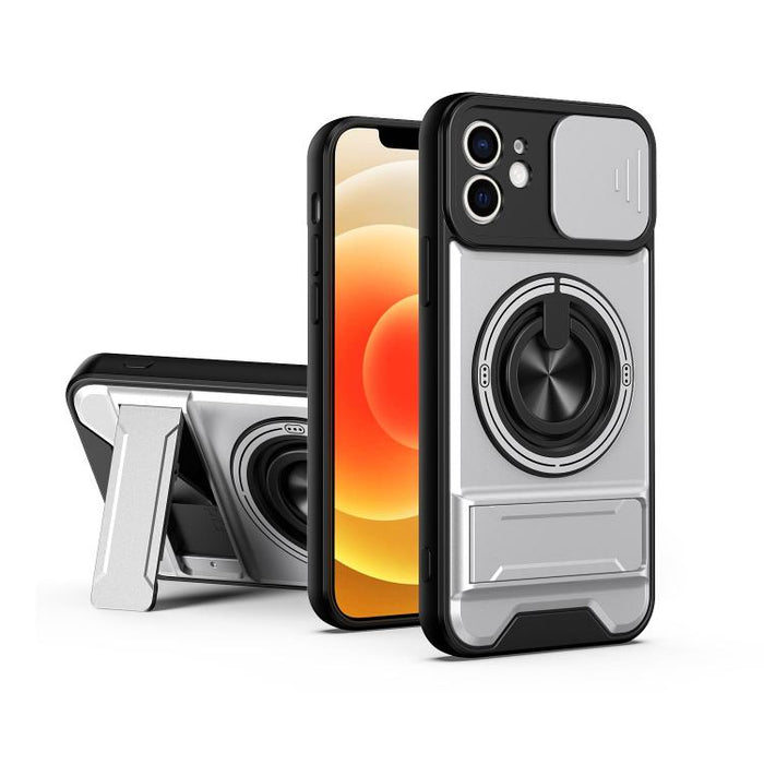 Funda para teléfono multifuncional magnética a prueba de golpes con ventana deslizante para lente, For iPhone 12, For iPhone 12 Pro Max, For iPhone 12 Pro, For iPhone 11 Pro Max, For iPhone 11, For iPhone XS Max
