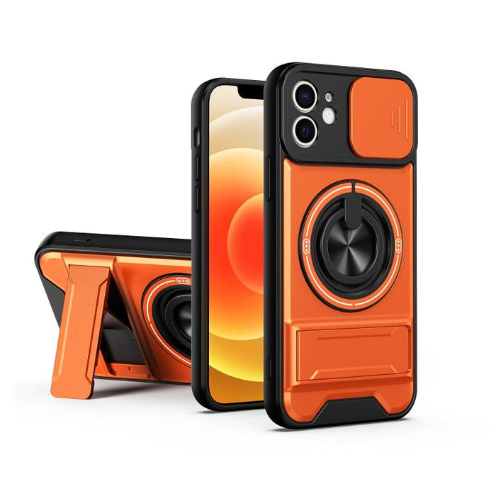 Funda para teléfono multifuncional magnética a prueba de golpes con ventana deslizante para lente, For iPhone 12, For iPhone 12 Pro Max, For iPhone 12 Pro, For iPhone 11 Pro Max, For iPhone 11, For iPhone XS Max