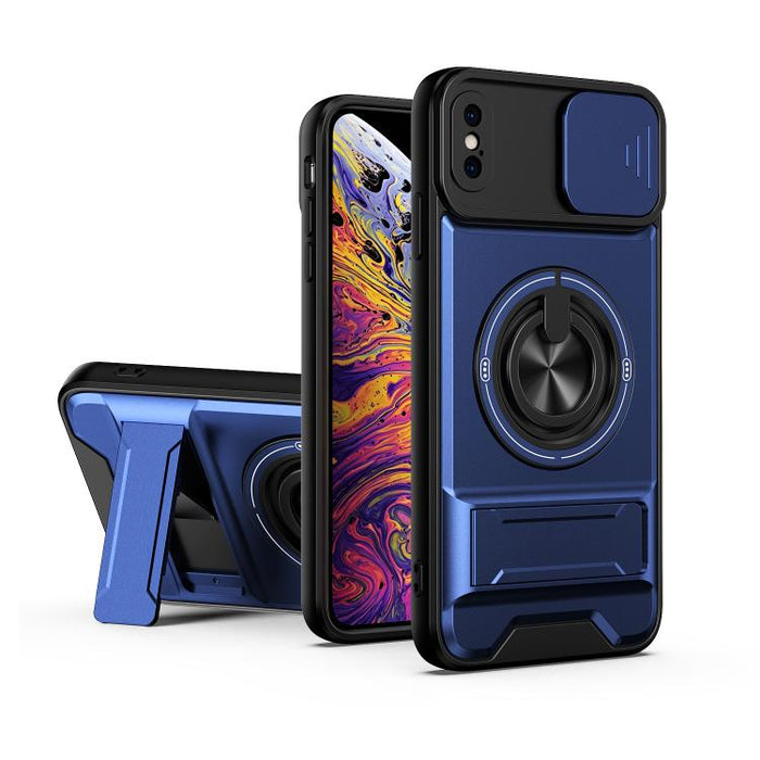 Funda para teléfono multifuncional magnética a prueba de golpes con ventana deslizante para lente, For iPhone 12, For iPhone 12 Pro Max, For iPhone 12 Pro, For iPhone 11 Pro Max, For iPhone 11, For iPhone XS Max