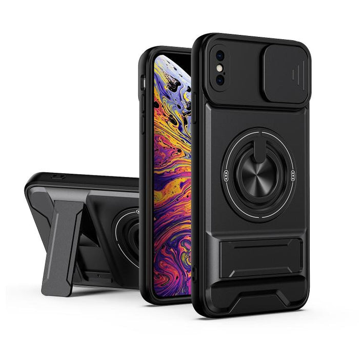 Funda para teléfono multifuncional magnética a prueba de golpes con ventana deslizante para lente, For iPhone 12, For iPhone 12 Pro Max, For iPhone 12 Pro, For iPhone 11 Pro Max, For iPhone 11, For iPhone XS Max