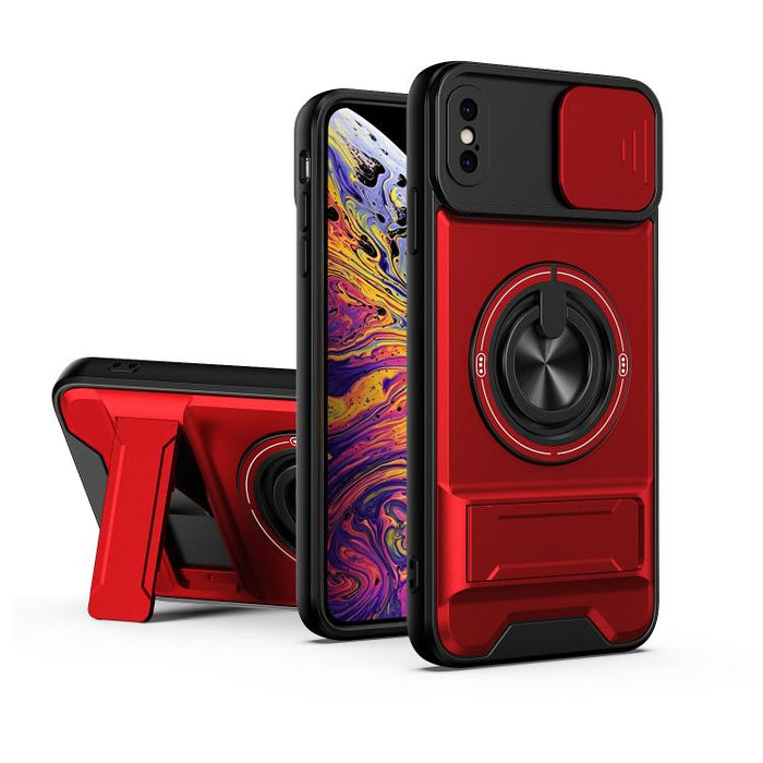 Funda para teléfono multifuncional magnética a prueba de golpes con ventana deslizante para lente, For iPhone 12, For iPhone 12 Pro Max, For iPhone 12 Pro, For iPhone 11 Pro Max, For iPhone 11, For iPhone XS Max