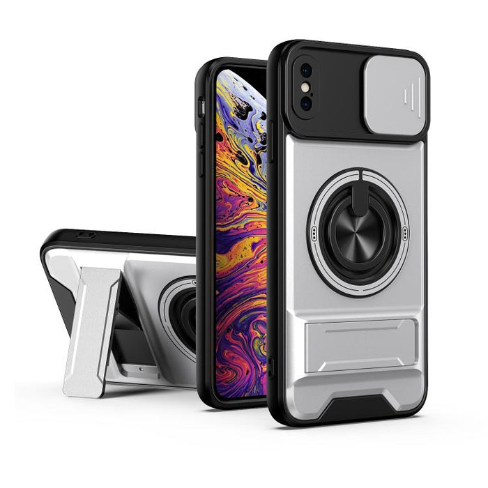 Funda para teléfono multifuncional magnética a prueba de golpes con ventana deslizante para lente, For iPhone 12, For iPhone 12 Pro Max, For iPhone 12 Pro, For iPhone 11 Pro Max, For iPhone 11, For iPhone XS Max