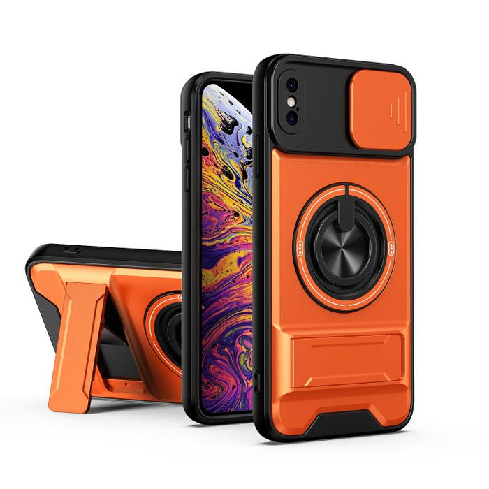 Funda para teléfono multifuncional magnética a prueba de golpes con ventana deslizante para lente, For iPhone 12, For iPhone 12 Pro Max, For iPhone 12 Pro, For iPhone 11 Pro Max, For iPhone 11, For iPhone XS Max