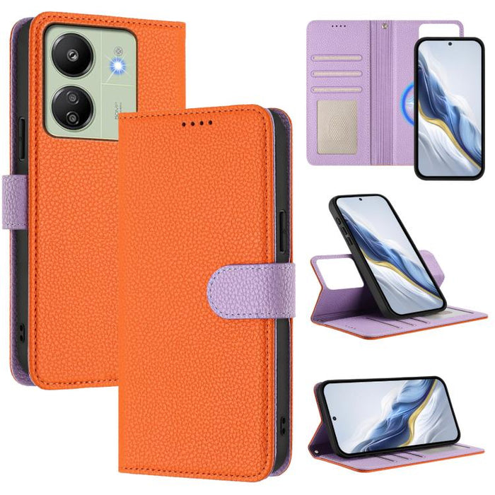 Funda magnética desmontable para teléfono con textura de lichi y cubierta de cuero vegano., For Redmi 14C 4G / 14R 5G / Poco C75, For Redmi Note 14 5G Global, For Redmi Note 14 Pro+ 5G Global, For Redmi Note 14 Pro 5G Global                            ...