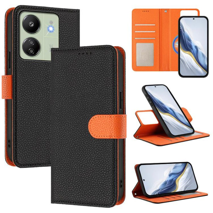 Funda magnética desmontable para teléfono con textura de lichi y cubierta de cuero vegano., For Redmi 14C 4G / 14R 5G / Poco C75, For Redmi Note 14 5G Global, For Redmi Note 14 Pro+ 5G Global, For Redmi Note 14 Pro 5G Global                            ...