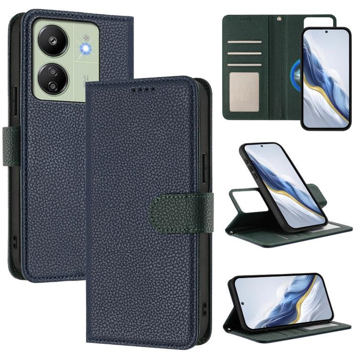 Funda magnética desmontable para teléfono con textura de lichi y cubierta de cuero vegano., For Redmi 14C 4G / 14R 5G / Poco C75, For Redmi Note 14 5G Global, For Redmi Note 14 Pro+ 5G Global, For Redmi Note 14 Pro 5G Global                            ...