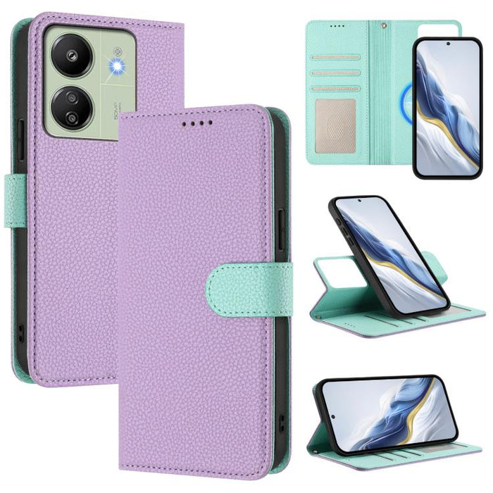 Funda magnética desmontable para teléfono con textura de lichi y cubierta de cuero vegano., For Redmi 14C 4G / 14R 5G / Poco C75, For Redmi Note 14 5G Global, For Redmi Note 14 Pro+ 5G Global, For Redmi Note 14 Pro 5G Global                            ...