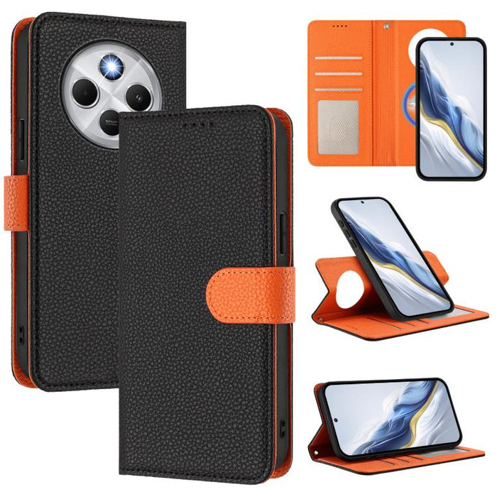 Funda magnética desmontable para teléfono con textura de lichi y cubierta de cuero vegano., For Redmi 14C 4G / 14R 5G / Poco C75, For Redmi Note 14 5G Global, For Redmi Note 14 Pro+ 5G Global, For Redmi Note 14 Pro 5G Global                            ...