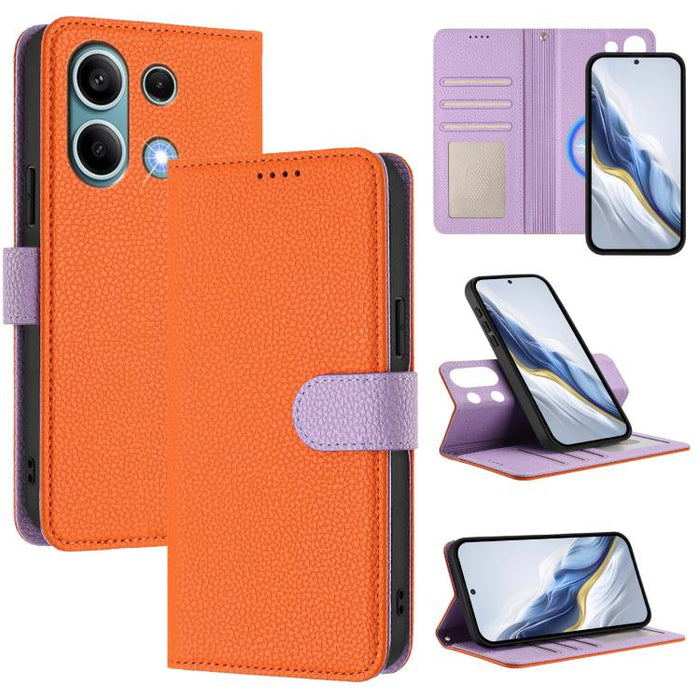 Funda magnética desmontable para teléfono con textura de lichi y cubierta de cuero vegano., For Redmi 14C 4G / 14R 5G / Poco C75, For Redmi Note 14 5G Global, For Redmi Note 14 Pro+ 5G Global, For Redmi Note 14 Pro 5G Global                            ...