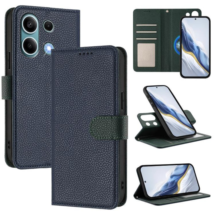 Funda magnética desmontable para teléfono con textura de lichi y cubierta de cuero vegano., For Redmi 14C 4G / 14R 5G / Poco C75, For Redmi Note 14 5G Global, For Redmi Note 14 Pro+ 5G Global, For Redmi Note 14 Pro 5G Global                            ...