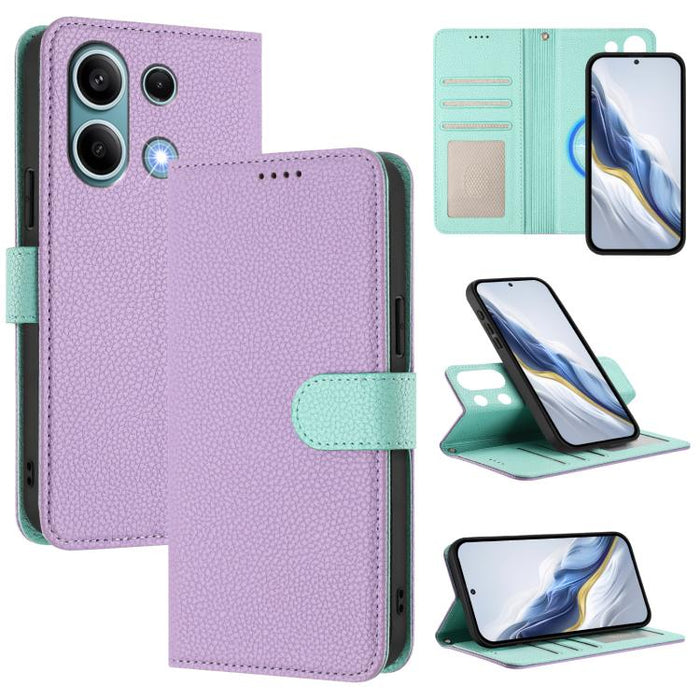 Funda magnética desmontable para teléfono con textura de lichi y cubierta de cuero vegano., For Redmi 14C 4G / 14R 5G / Poco C75, For Redmi Note 14 5G Global, For Redmi Note 14 Pro+ 5G Global, For Redmi Note 14 Pro 5G Global                            ...
