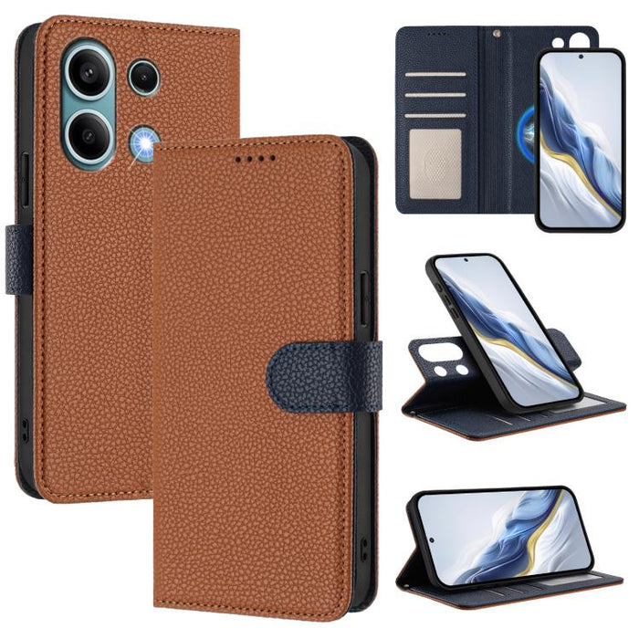 Funda magnética desmontable para teléfono con textura de lichi y cubierta de cuero vegano., For Redmi 14C 4G / 14R 5G / Poco C75, For Redmi Note 14 5G Global, For Redmi Note 14 Pro+ 5G Global, For Redmi Note 14 Pro 5G Global                            ...