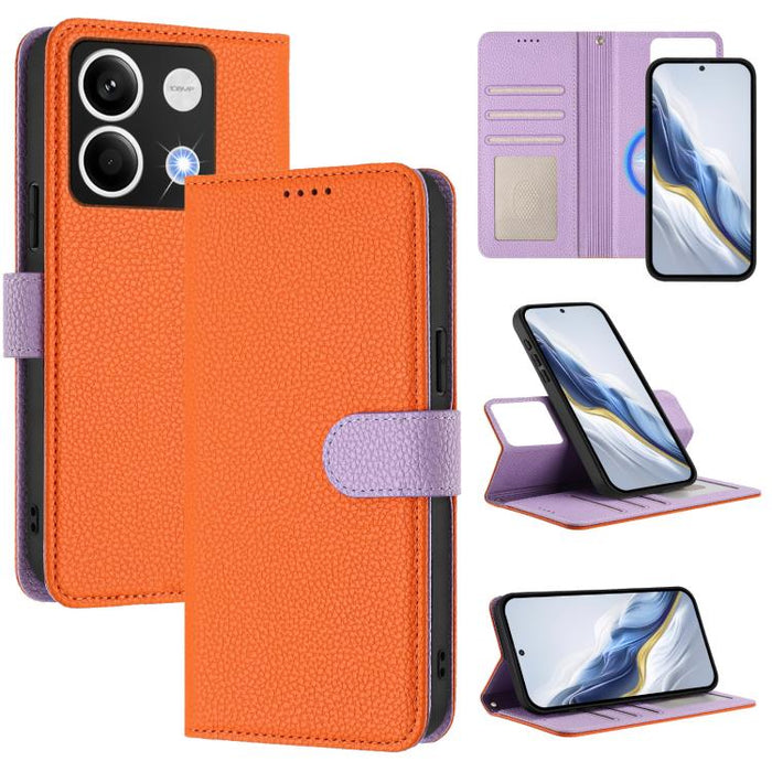 Funda magnética desmontable para teléfono con textura de lichi y cubierta de cuero vegano., For Redmi 14C 4G / 14R 5G / Poco C75, For Redmi Note 14 5G Global, For Redmi Note 14 Pro+ 5G Global, For Redmi Note 14 Pro 5G Global                            ...