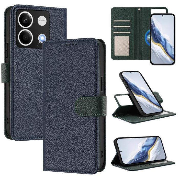 Funda magnética desmontable para teléfono con textura de lichi y cubierta de cuero vegano., For Redmi 14C 4G / 14R 5G / Poco C75, For Redmi Note 14 5G Global, For Redmi Note 14 Pro+ 5G Global, For Redmi Note 14 Pro 5G Global                            ...