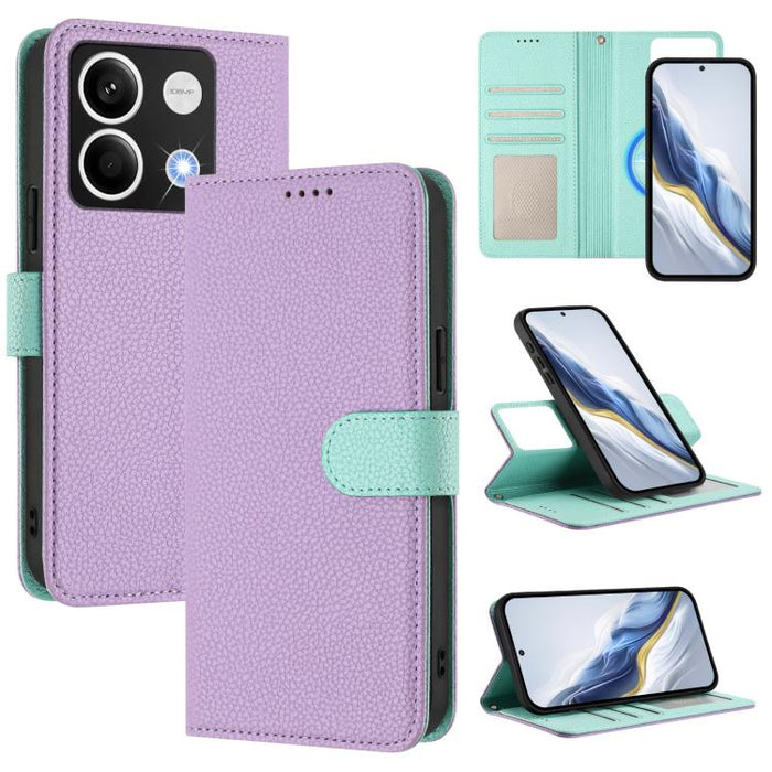 Funda magnética desmontable para teléfono con textura de lichi y cubierta de cuero vegano., For Redmi 14C 4G / 14R 5G / Poco C75, For Redmi Note 14 5G Global, For Redmi Note 14 Pro+ 5G Global, For Redmi Note 14 Pro 5G Global                            ...