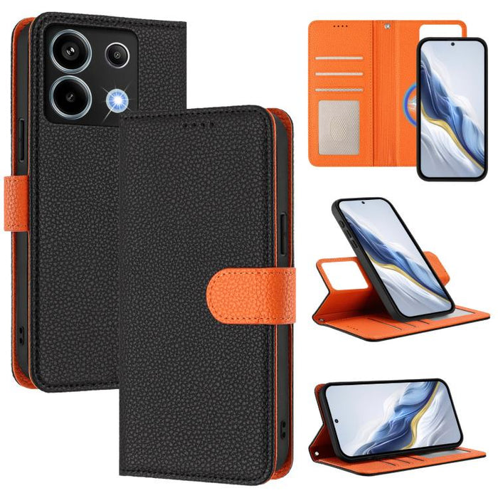 Funda magnética desmontable para teléfono con textura de lichi y cubierta de cuero vegano., For Redmi 14C 4G / 14R 5G / Poco C75, For Redmi Note 14 5G Global, For Redmi Note 14 Pro+ 5G Global, For Redmi Note 14 Pro 5G Global                            ...