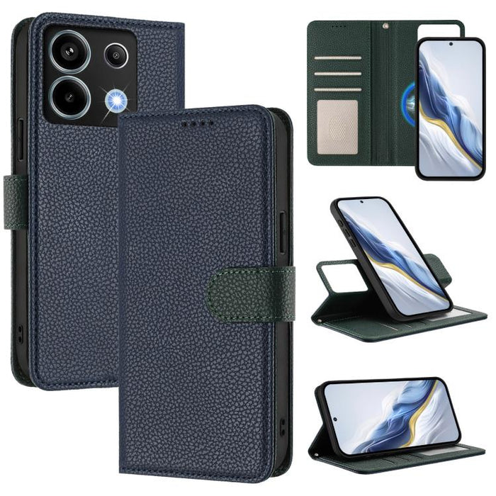 Funda magnética desmontable para teléfono con textura de lichi y cubierta de cuero vegano., For Redmi 14C 4G / 14R 5G / Poco C75, For Redmi Note 14 5G Global, For Redmi Note 14 Pro+ 5G Global, For Redmi Note 14 Pro 5G Global                            ...