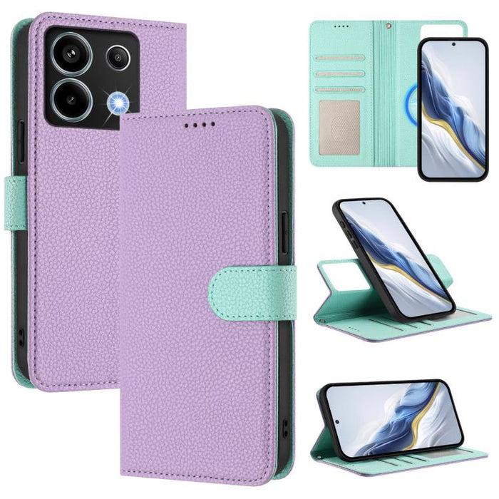 Funda magnética desmontable para teléfono con textura de lichi y cubierta de cuero vegano., For Redmi 14C 4G / 14R 5G / Poco C75, For Redmi Note 14 5G Global, For Redmi Note 14 Pro+ 5G Global, For Redmi Note 14 Pro 5G Global                            ...