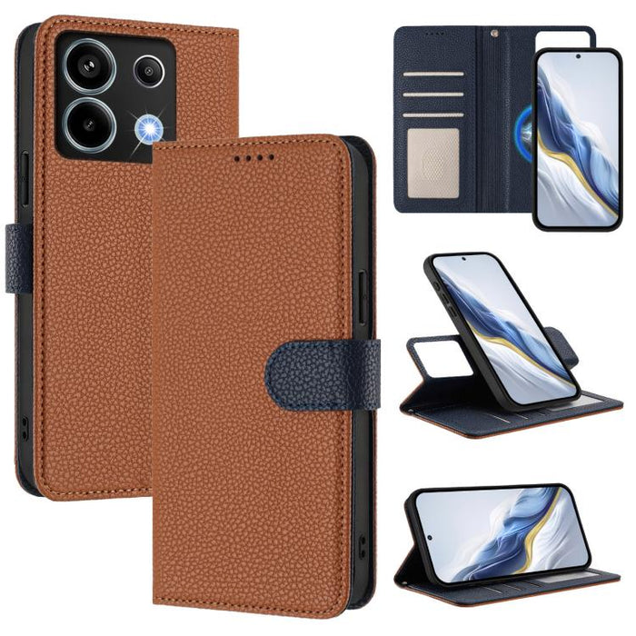 Funda magnética desmontable para teléfono con textura de lichi y cubierta de cuero vegano., For Redmi 14C 4G / 14R 5G / Poco C75, For Redmi Note 14 5G Global, For Redmi Note 14 Pro+ 5G Global, For Redmi Note 14 Pro 5G Global                            ...