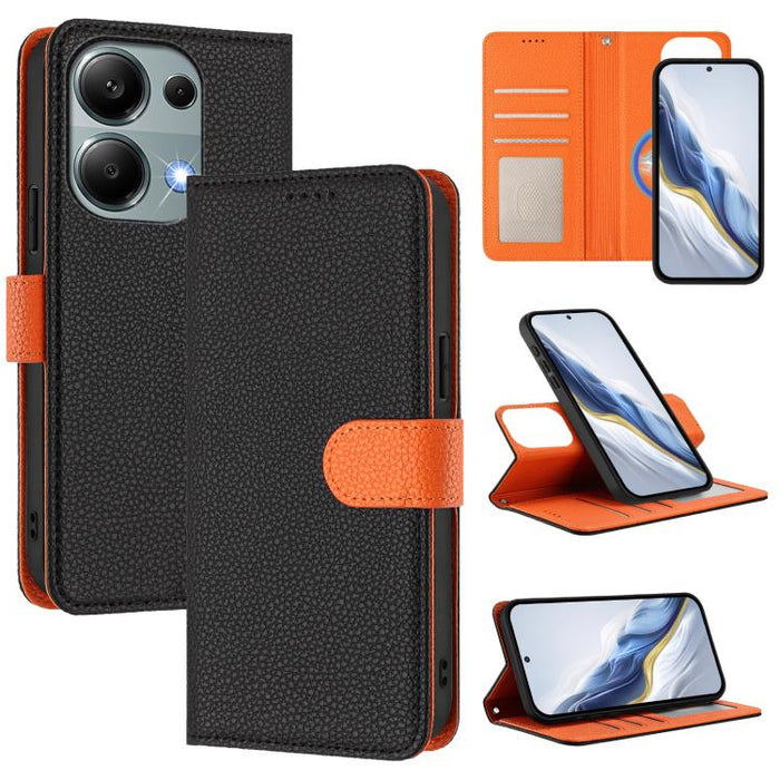 Funda magnética desmontable para teléfono con textura de lichi y cubierta de cuero vegano., For Redmi 14C 4G / 14R 5G / Poco C75, For Redmi Note 14 5G Global, For Redmi Note 14 Pro+ 5G Global, For Redmi Note 14 Pro 5G Global                            ...