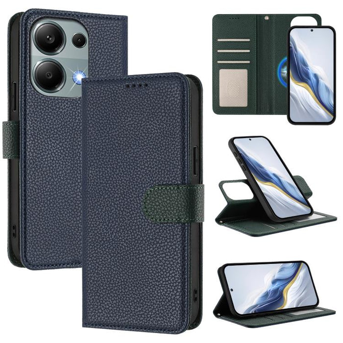 Funda magnética desmontable para teléfono con textura de lichi y cubierta de cuero vegano., For Redmi 14C 4G / 14R 5G / Poco C75, For Redmi Note 14 5G Global, For Redmi Note 14 Pro+ 5G Global, For Redmi Note 14 Pro 5G Global                            ...