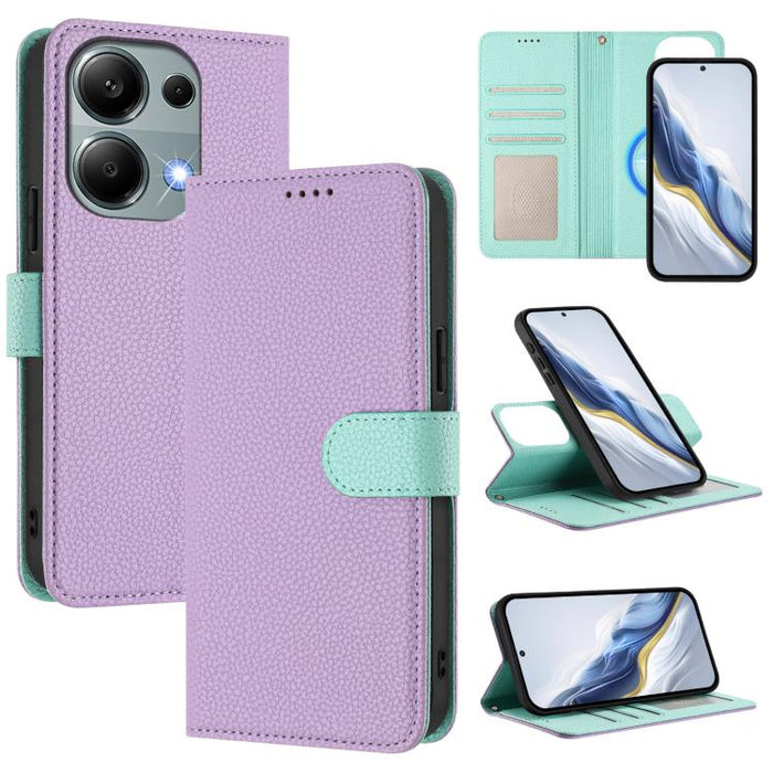 Funda magnética desmontable para teléfono con textura de lichi y cubierta de cuero vegano., For Redmi 14C 4G / 14R 5G / Poco C75, For Redmi Note 14 5G Global, For Redmi Note 14 Pro+ 5G Global, For Redmi Note 14 Pro 5G Global                            ...