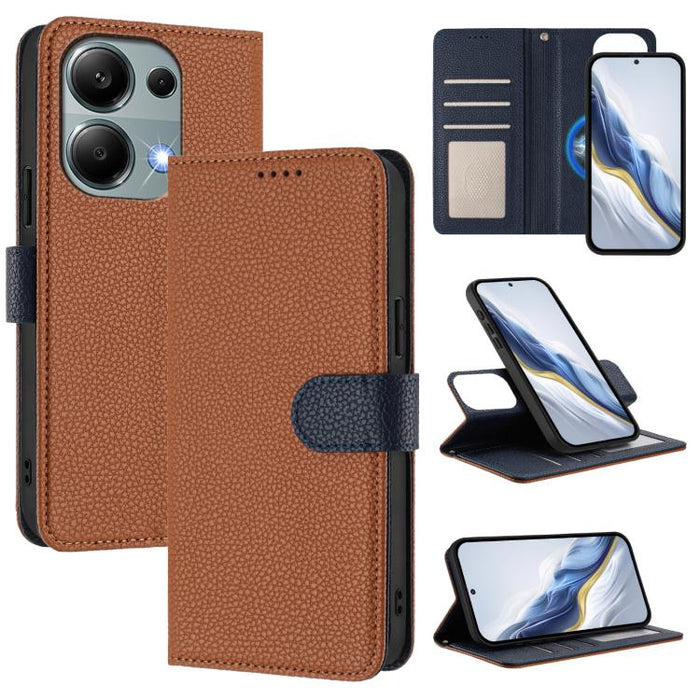 Funda magnética desmontable para teléfono con textura de lichi y cubierta de cuero vegano., For Redmi 14C 4G / 14R 5G / Poco C75, For Redmi Note 14 5G Global, For Redmi Note 14 Pro+ 5G Global, For Redmi Note 14 Pro 5G Global                            ...